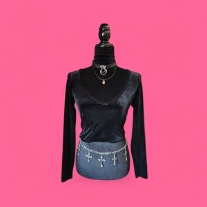 Bear Dance Black Velvet Grunge Emo Built in Choker Top